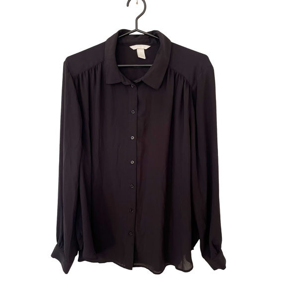 H&M Tops - H&M Black Silky Long Sleeve Semi‎ Sheer Dress Shirt